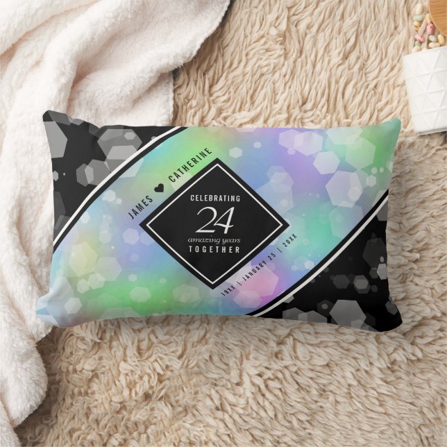 Elegant 24th Opal Wedding Anniversary Celebration Lumbar Cushion (Blanket)
