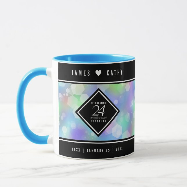 Elegant 24th Opal Wedding Anniversary Celebration Mug (Left)