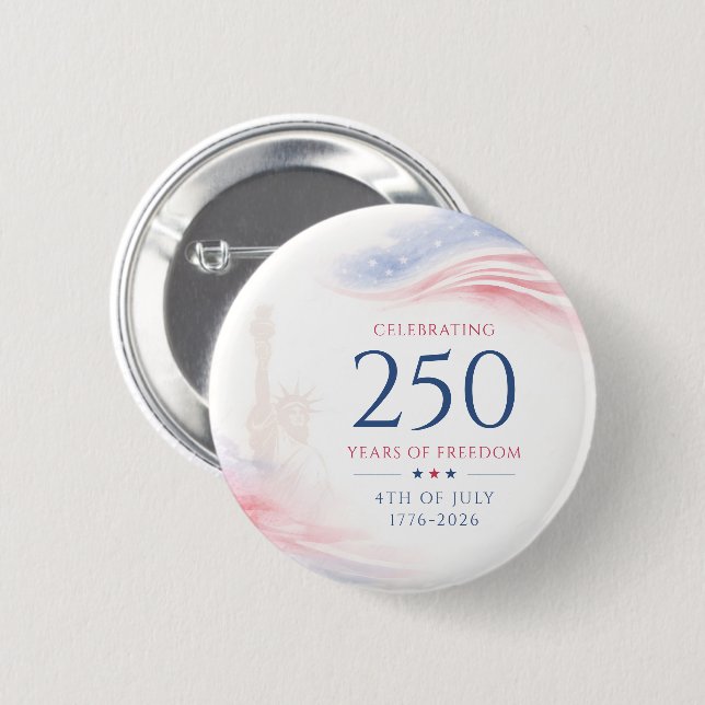 Elegant 250th American Independence Day 4th July 6 Cm Round Badge (Front & Back)