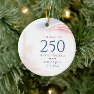 Elegant 250th American Independence Day 4th July Ceramic Tree Decoration