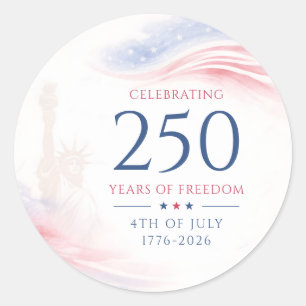Elegant 250th American Independence Day 4th July Classic Round Sticker