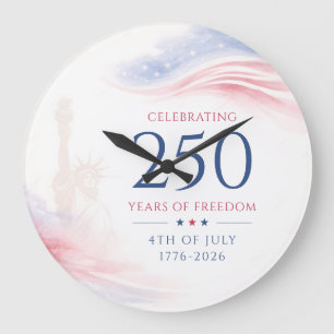 Elegant 250th American Independence Day 4th July Large Clock