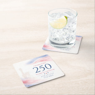 Elegant 250th American Independence Day 4th July Square Paper Coaster