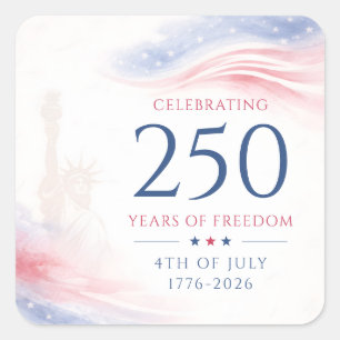 Elegant 250th American Independence Day 4th July Square Sticker