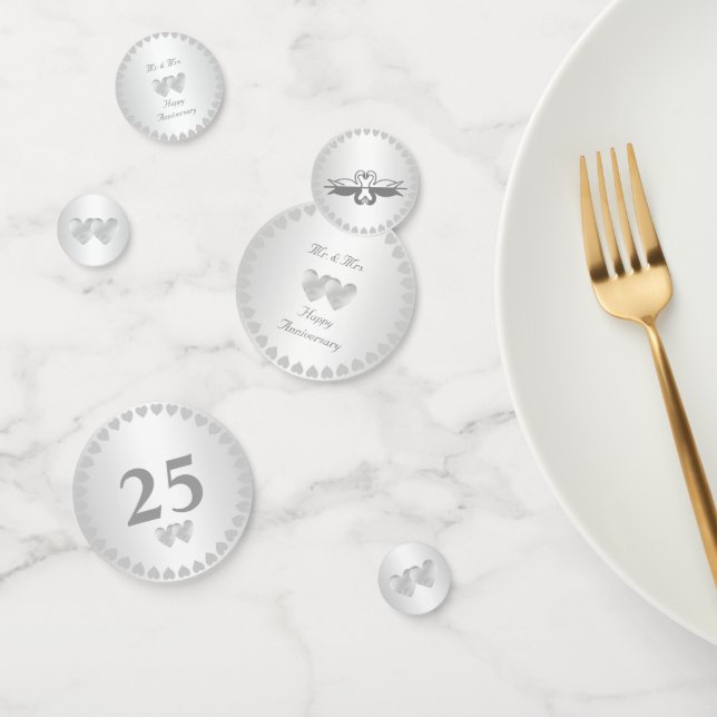 Elegant 25 Silver Wedding Anniversary Confetti (Group)