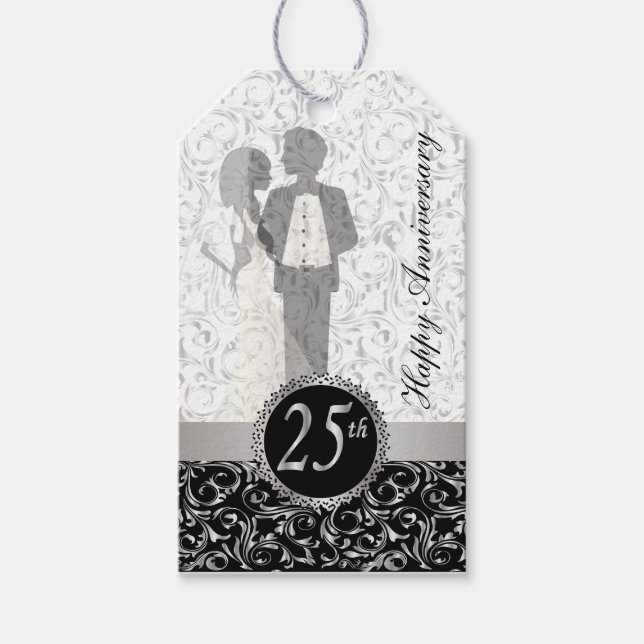 Elegant 25th Anniversary Gift Tags (Front)