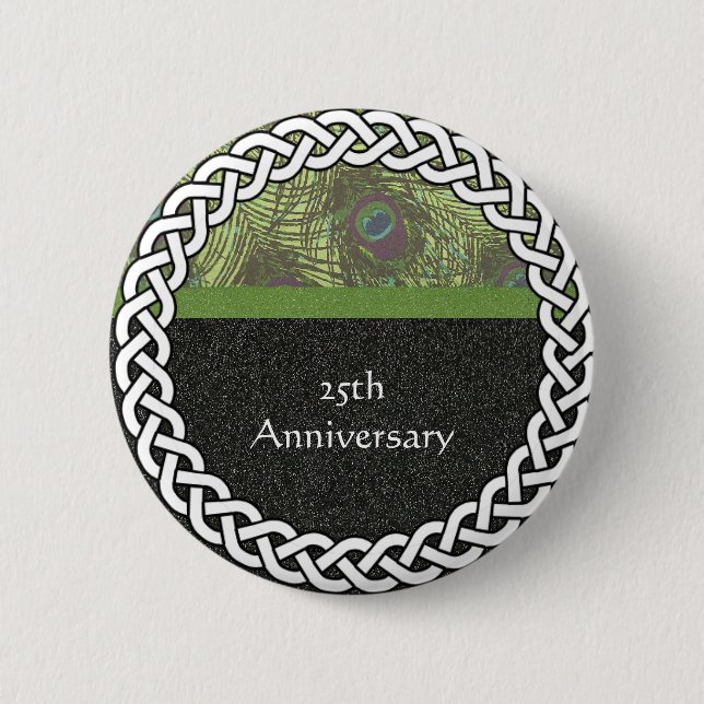 Elegant 25th Anniversary Lapel Pin/Button 6 Cm Round Badge (Front)
