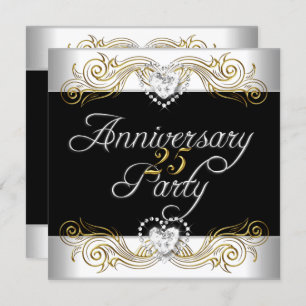 Elegant 25th Anniversary Silver White Diamond Invitation