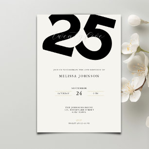 Elegant 25th Birthday Invitation - Minimal Style