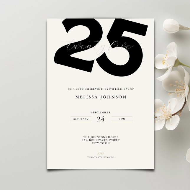 Elegant 25th Birthday Invitation - Minimal Style (Creator Uploaded)