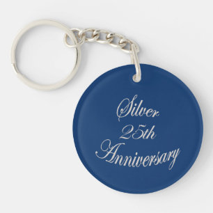 Elegant 25th Silver Anniversary Personalised Key Ring