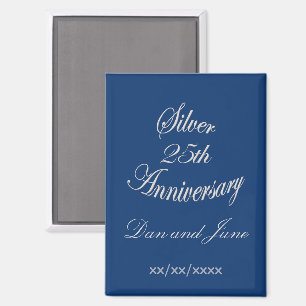 Elegant 25th Silver Anniversary Personalised Magnet