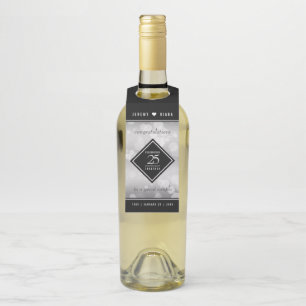 Elegant 25th Silver Wedding Anniversary Bottle Tag
