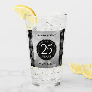 Elegant 25th Silver Wedding Anniversary Glass
