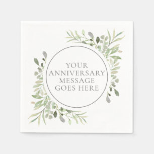 Elegant 25th Silver Wedding Anniversary Greenery Napkin
