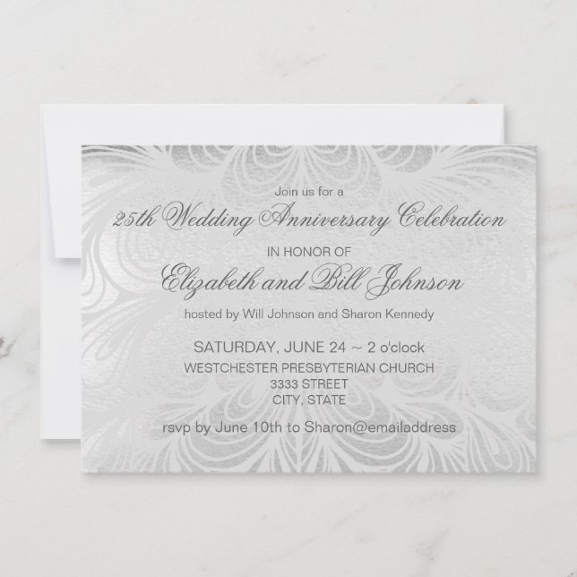 Elegant 25th Silver Wedding Anniversary Invitation (Front)