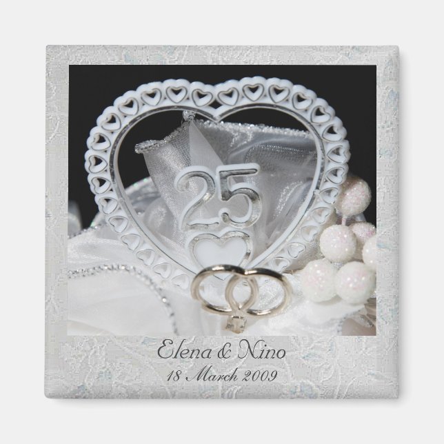 Elegant 25th Wedding Anniversary Magnet (Front)