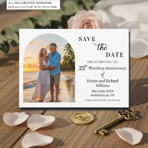 Elegant 25th Wedding Anniversary Photo Save The Date