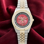 Elegant 26th Rose Wedding Anniversary Celebration<br><div class="desc">Celebrate the 26th rose wedding anniversary with this commemorative watch! Elegant lettering on a romantic red rose background add a memorable touch for this special occasion and extraordinary milestone. Customise with couple's names,  dates of marriage,  and congratulatory messages.

Design © W.H. Sim. See more at zazzle.com/expressionsoccasions</div>