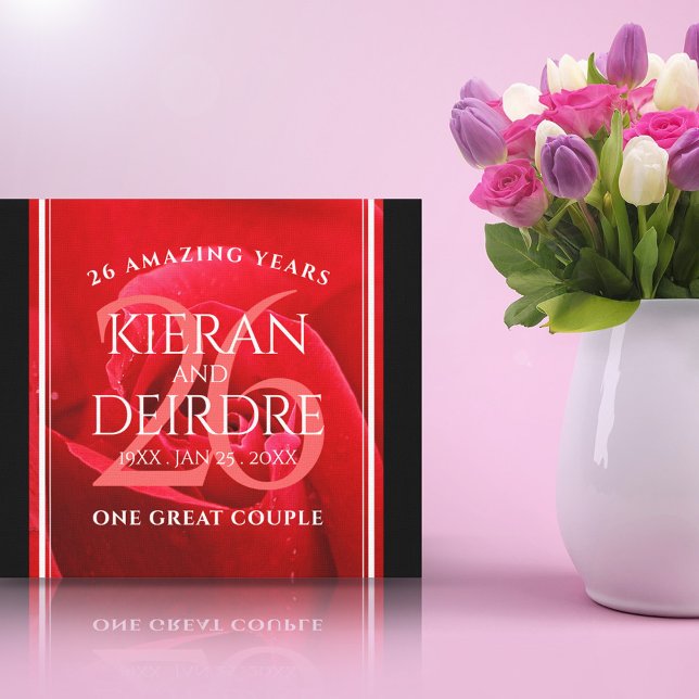 Elegant 26th Rose Wedding Anniversary Celebration Canvas Print (Creator Uploaded)