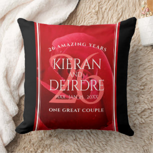 Elegant 26th Rose Wedding Anniversary Celebration Cushion