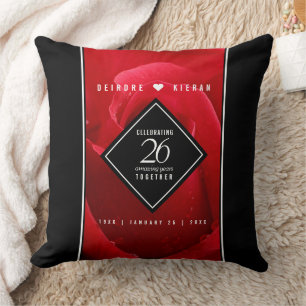 Elegant 26th Rose Wedding Anniversary Celebration Cushion
