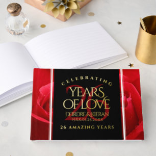 Elegant 26th Rose Wedding Anniversary Celebration Guest Book