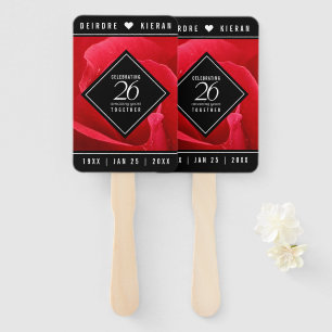 Elegant 26th Rose Wedding Anniversary Celebration Hand Fan