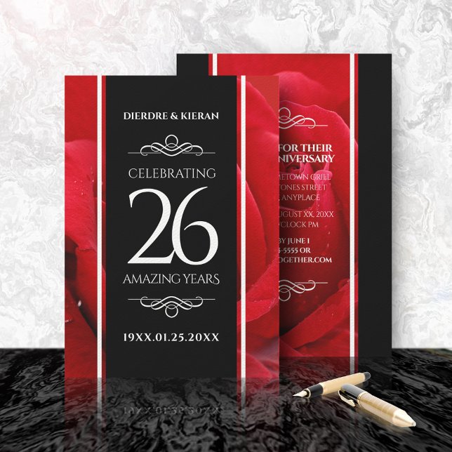 Elegant 26th Rose Wedding Anniversary Celebration Invitation (Creator Uploaded)