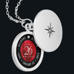 Elegant 26th Rose Wedding Anniversary Celebration Locket Necklace<br><div class="desc">Commemorate the 26th wedding anniversary with this elegant locket! Elegant white lettering on a romantic red rose background add a memorable touch for this special occasion and extraordinary milestone. Customise with the happy couple's names, and dates for their rose anniversary. Design © W.H. Sim, All Rights Reserved. See more at...</div>