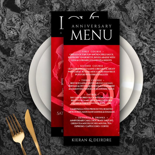 Elegant 26th Rose Wedding Anniversary Celebration Menu (Elegant 26th Rose Wedding Anniversary Menu Rack Card Cover Photo.)