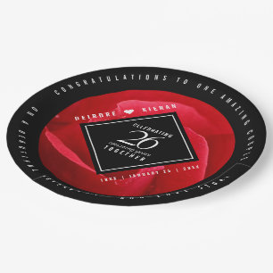 Elegant 26th Rose Wedding Anniversary Celebration Paper Plate