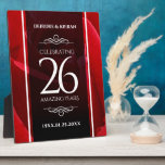 Elegant 26th Rose Wedding Anniversary Celebration Plaque<br><div class="desc">Make the 26th rose wedding anniversary an unforgettable celebration with this commemorative plaque! Elegant white lettering on romantic red rose and black backgrounds add a memorable touch for this special occasion and extraordinary milestone. Customise with couple's names and dates of marriage.

Design © W.H. Sim. See more at zazzle.com/expressionsoccasions</div>
