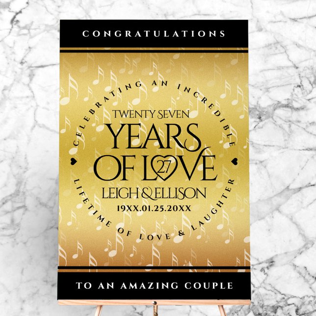 Elegant 27th Music Wedding Anniversary Celebration Acrylic Sign (Elegant 27th Music Wedding Anniversary Acrylic Sign Cover Photo)