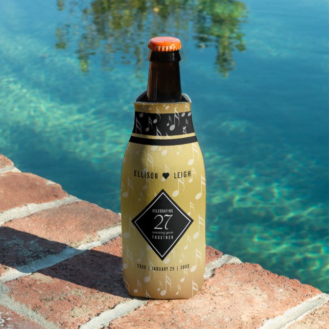 Elegant 27th Music Wedding Anniversary Celebration Bottle Cooler (In Situ Pool)