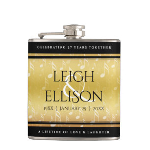 Elegant 27th Music Wedding Anniversary Celebration Hip Flask
