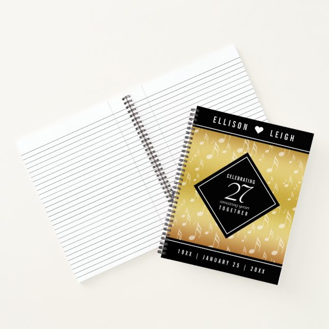 Elegant 27th Music Wedding Anniversary Celebration Notebook (Inside)
