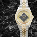 Elegant 27th Music Wedding Anniversary Watch<br><div class="desc">Celebrate the 27th music wedding anniversary and a love that stands the test of time with this stylish watch! Elegant black and white lettering with musical note confetti on a gold foil background add a memorable touch for this special occasion and extraordinary milestone. Personalize with the couple's names and dates...</div>