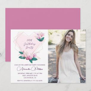 Elegant 28th birthday invitations Floral Photo
