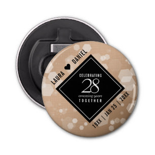 Elegant 28th Linen Wedding Anniversary Celebration Bottle Opener