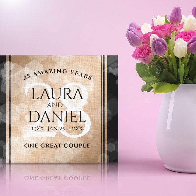 Elegant 28th Linen Wedding Anniversary Celebration Canvas Print (Creator Uploaded)