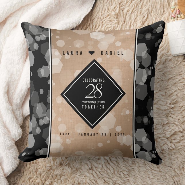 Elegant 28th Linen Wedding Anniversary Celebration Cushion (Blanket)