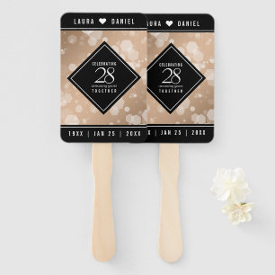 Elegant 28th Linen Wedding Anniversary Celebration Hand Fan