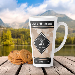 Elegant 28th Linen Wedding Anniversary Celebration Latte Mug