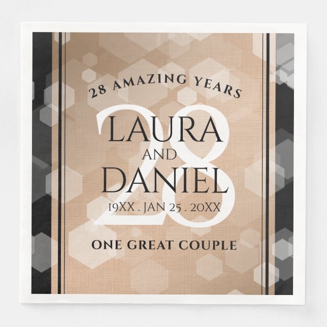 Elegant 28th Linen Wedding Anniversary Celebration Napkin (Front)