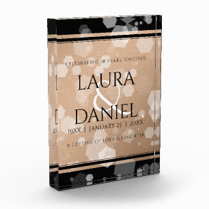 Elegant 28th Linen Wedding Anniversary Celebration Photo Block