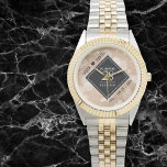 Elegant 28th Linen Wedding Anniversary Celebration Watch<br><div class="desc">Celebrate the 28th linen wedding anniversary and a love that stands the test of time with this stylish watch! Elegant black and white lettering with hexagonal confetti on an off-white linen background add a memorable touch for this special occasion and extraordinary milestone. Personalise with the couple's names and dates of...</div>