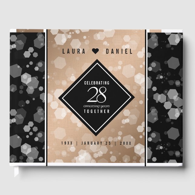 Elegant 28th Linen  Wedding Anniversary Guest Book (Front)