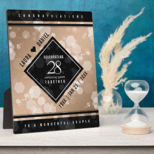 Elegant 28th Linen Wedding Anniversary Plaque