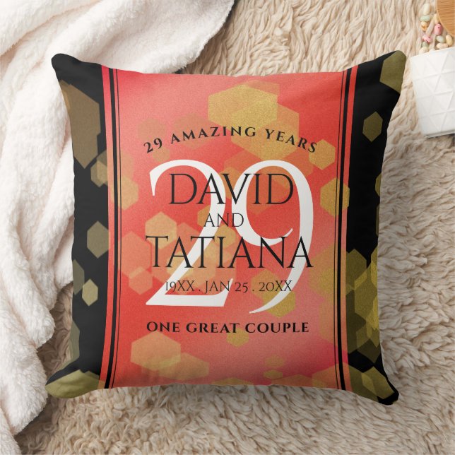 Elegant 29th Garnet Wedding Anniversary Cushion (Blanket)